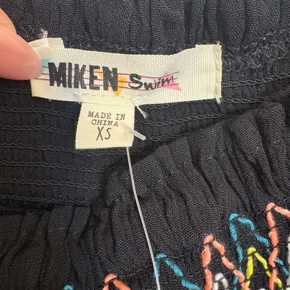 Miken Swim Cover Up Dress Women XS Black Embroidered Boho Beach Tunic - Picture 5 of 10